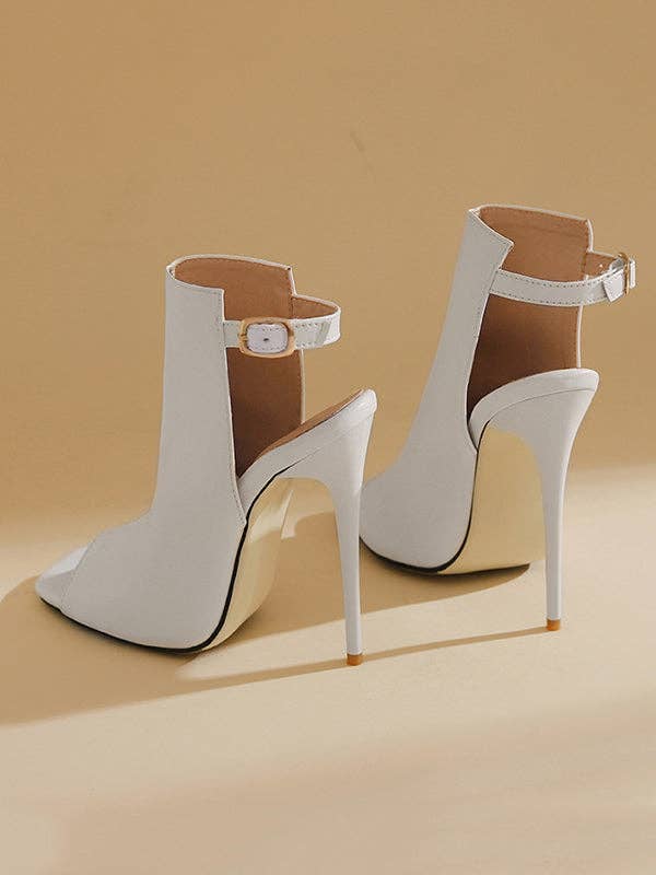 VividLux - Wholesale High Heels - Women's - Belt Buckle Peep Toe Split-Joint Pumps Sandals9