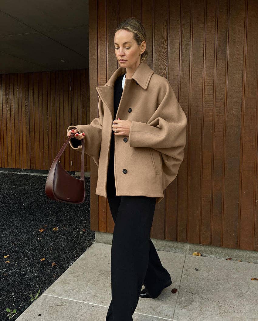 Marayn – wholesale Cardigan – Women’s – Autumn Chic Brown Wool Batwing Cardigan23