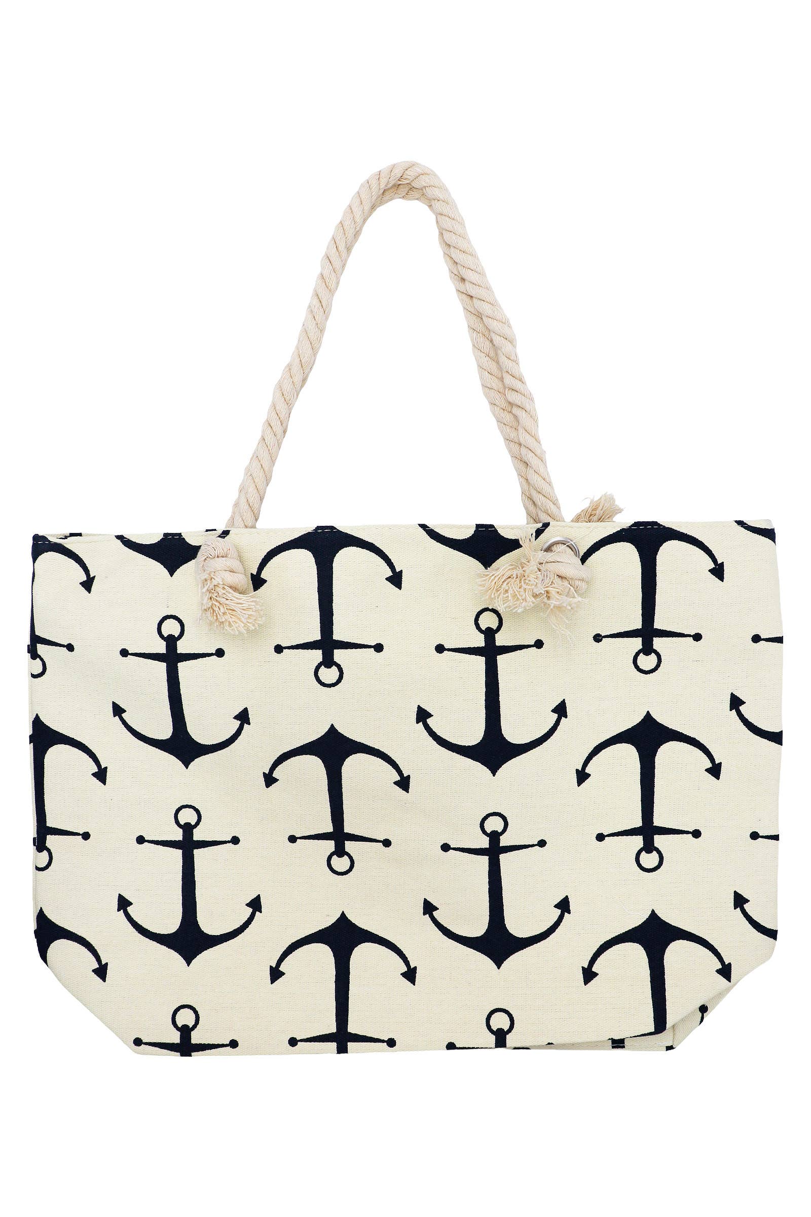 Cap Zone - Vendita all'ingrosso Borsa tote - Donna - Borsa in tela di juta con cerniera e ancora nautica3