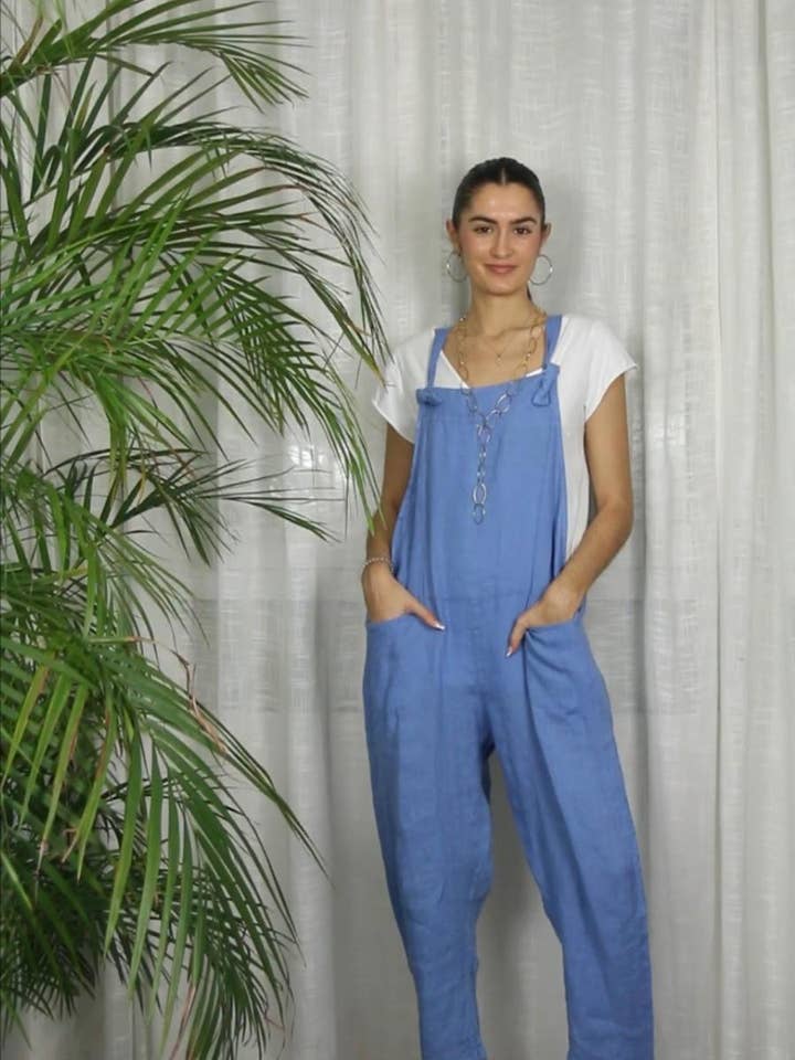 Linen & More - Wholesale Overalls - Women's - REF 668 100% LINEN BIB10