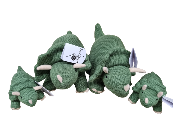 Best Years Ltd - Wholesale Stuffed/Plush Toy - Kids & Baby - Knitted Triceratops Dinosaur Teddy Soft Toy - Moss Green4