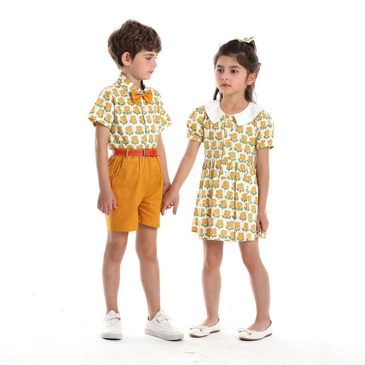 Little Chic Boutique – Engroshandel Top- og shortssæt – til børn – 9M-6Y Småbørn Kortærmet Printet Skjorte Forældre-Barn Bror-Søster Sæt Engros Småbørns Boutique Tøj