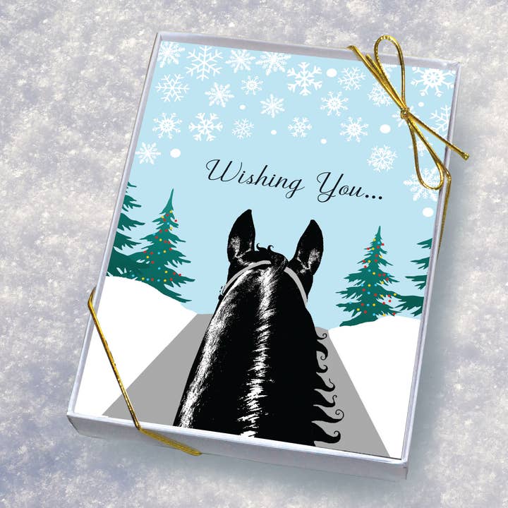 Horse Hollow Press - Wholesale Christmas Card - Horse Boxed Christmas Cards / Horse Trail Rider / 8 Holiday
