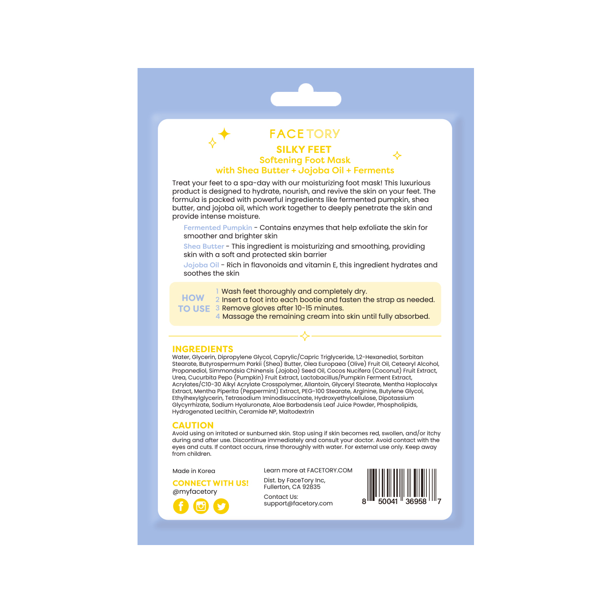 FaceTory - Vente Masques pour les pieds - Masques pour les pieds - K-Beauty - Adoucissant - Pieds soyeux - Lot de 25
