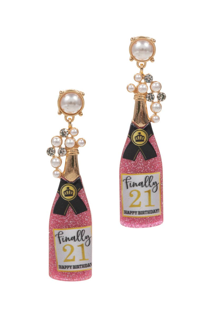 Designature New York – wholesale Hängande örhängen – Champagneformade 21-årsdag örhängen i harts0