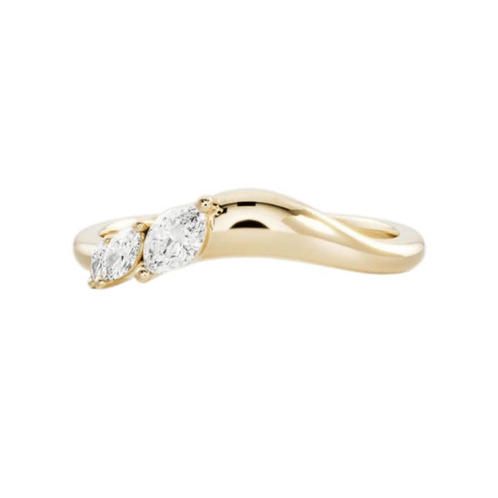 Curved Marquise Band With Lab Grown Diamonds in Solid 14K/18K Gold for wholesale by Evara Jewelry