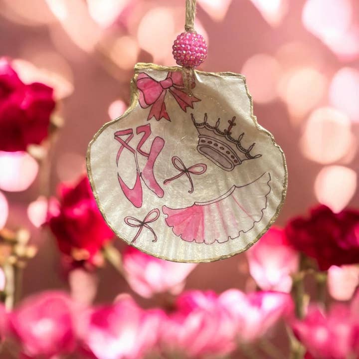CC Shells Gifts LLC - Wholesale Ornament - Decoupage Ballerina Seashell Ornament Ballet Gear