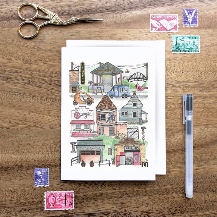 Durham Central Park District, North Carolina notecard for wholesale by Papermill Creative