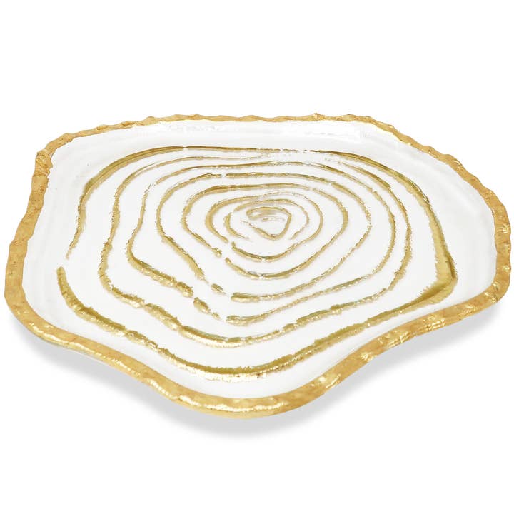 Set da 4 piatti in vetro con finitura dorata e effetto venato per la vendita all'ingrosso da parte di VIVIENCE
