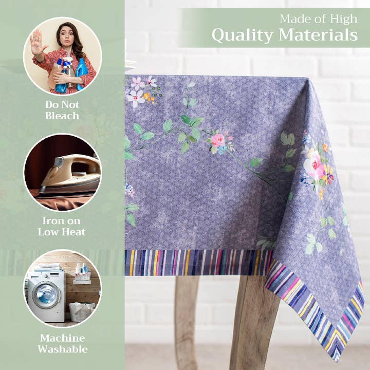 Maison d'Hermine - Design in Every Thread - Wholesale Tablecloth - Cotton Tablecloths - 3 Shapes - Sweet Rose Lavender -Country2