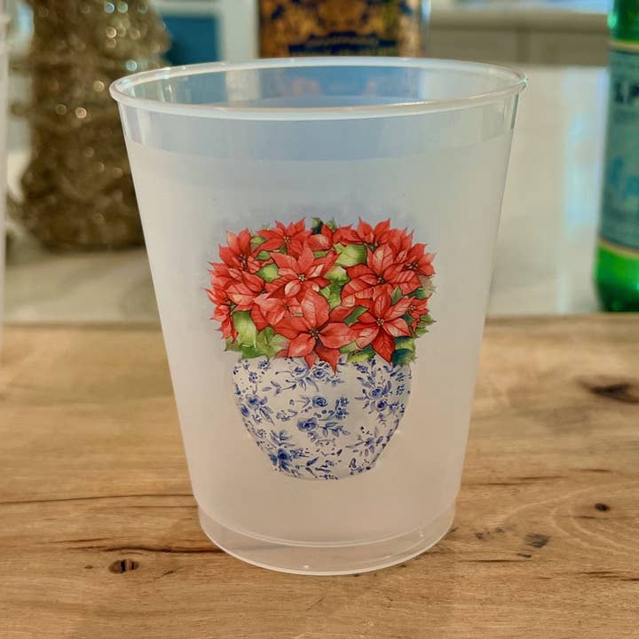 Classic Poinsettias in Ginger Jar- Frostflex Cups (Ships Nov 3) for wholesale by Front Porch Elegance