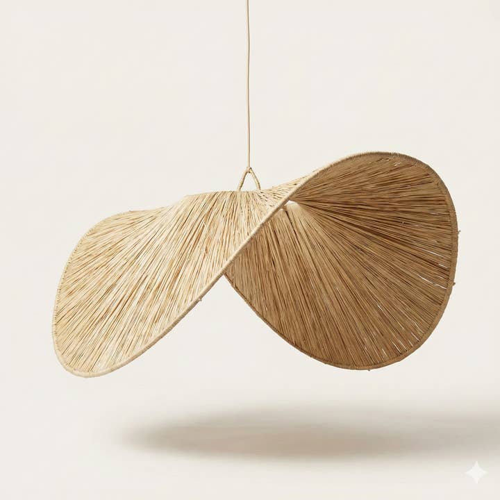 martitec - Vente Lustre/Suspension - Suspension en raphia naturel, lustre en osier naturel