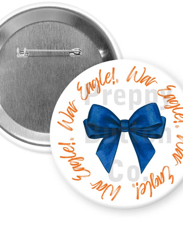 Navy Coquette War Eagle Border Button for wholesale by Preppy Button Co. LLC.