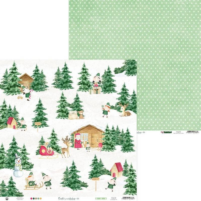 P13 - Wholesale Flat Wrap - Paper Santa'S Workshop 03, 12X12"0