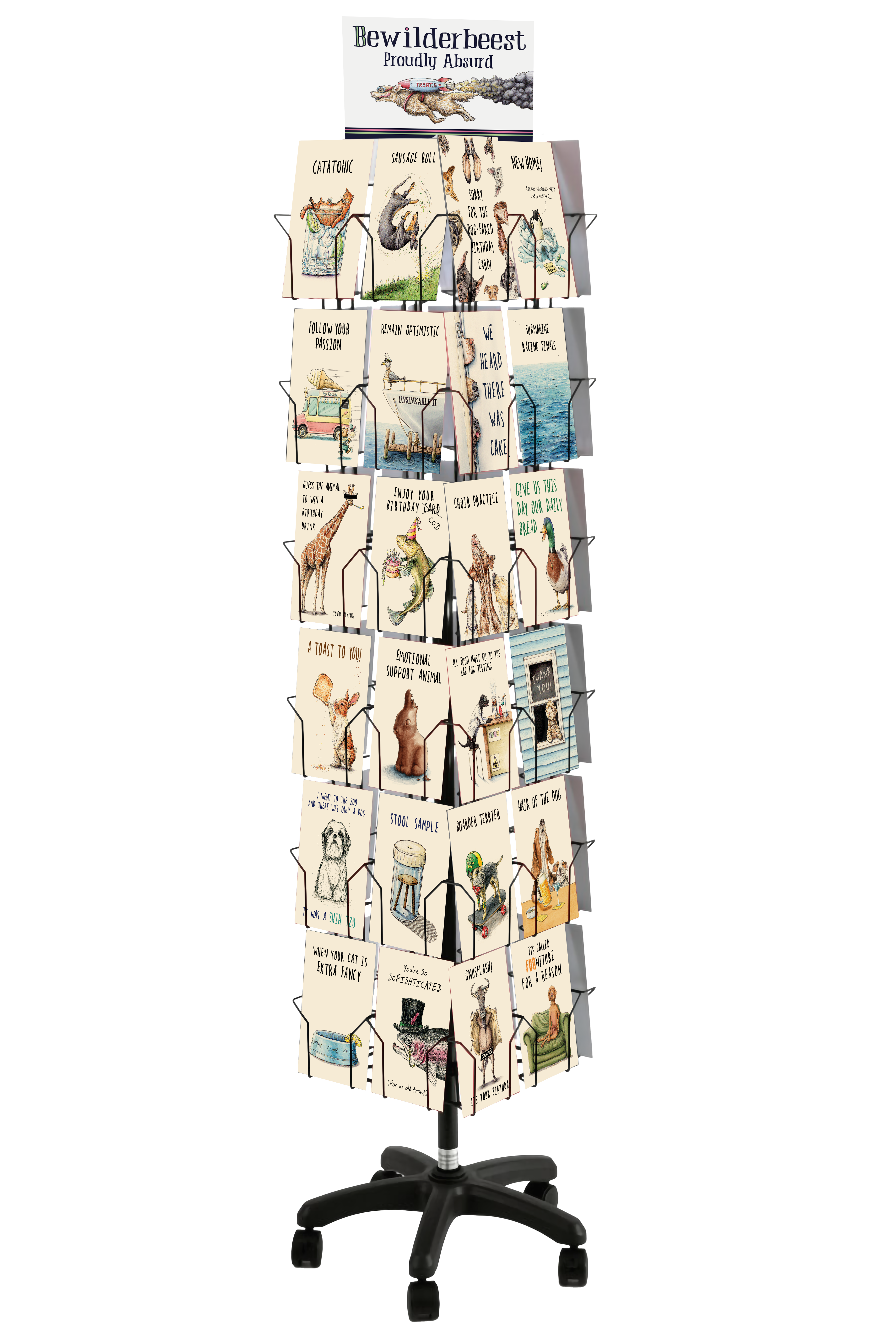 Bewilderbeest – wholesale Retailer display – Paper & novelty – 24 Card Spinner - Half Price - AND FREE Cards! 3