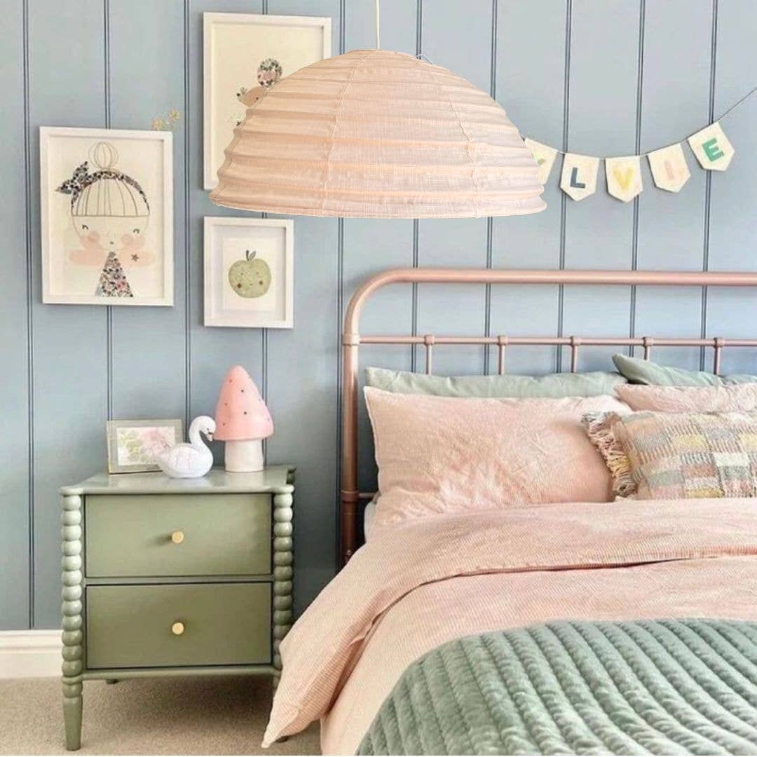 Little Nordic Sol - Wholesale Lantern - Linen Light Shade Lumi Dome Blush Pink  60cm1