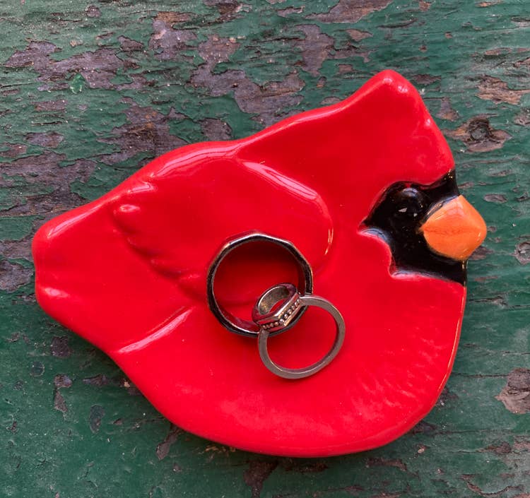 August Ceramics - Wholesale Jewelry Dish - Ceramic Cardinal dish