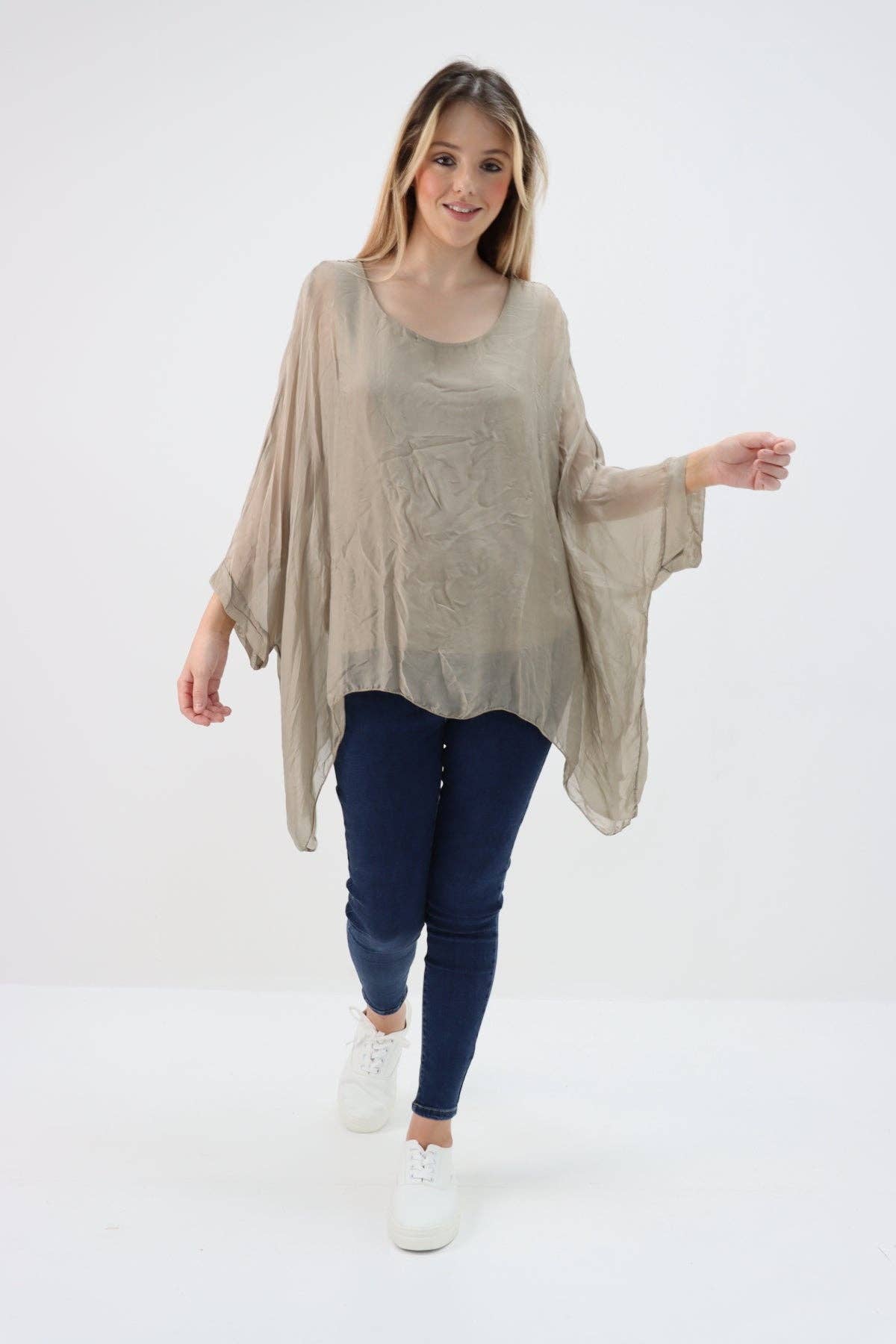 Miss Bold - Wholesale Tunic - Women's - Italian Plain Batwing Silk Tunic Top34