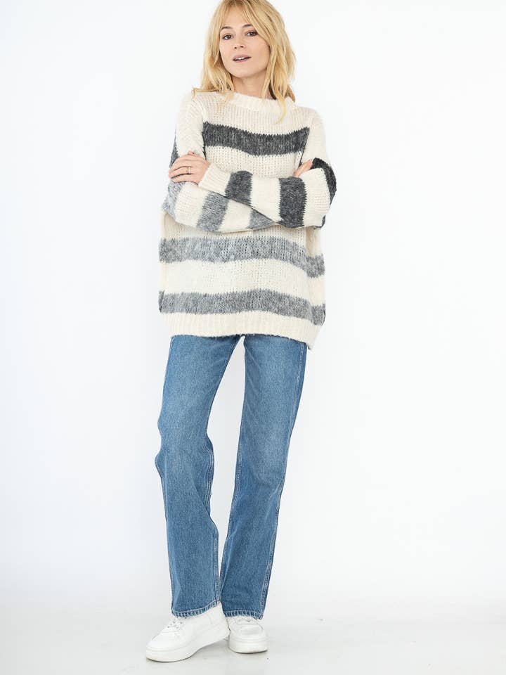 NOELINE - Wholesale Knit Sweater - Women's - Mohair and wool sweater 22258