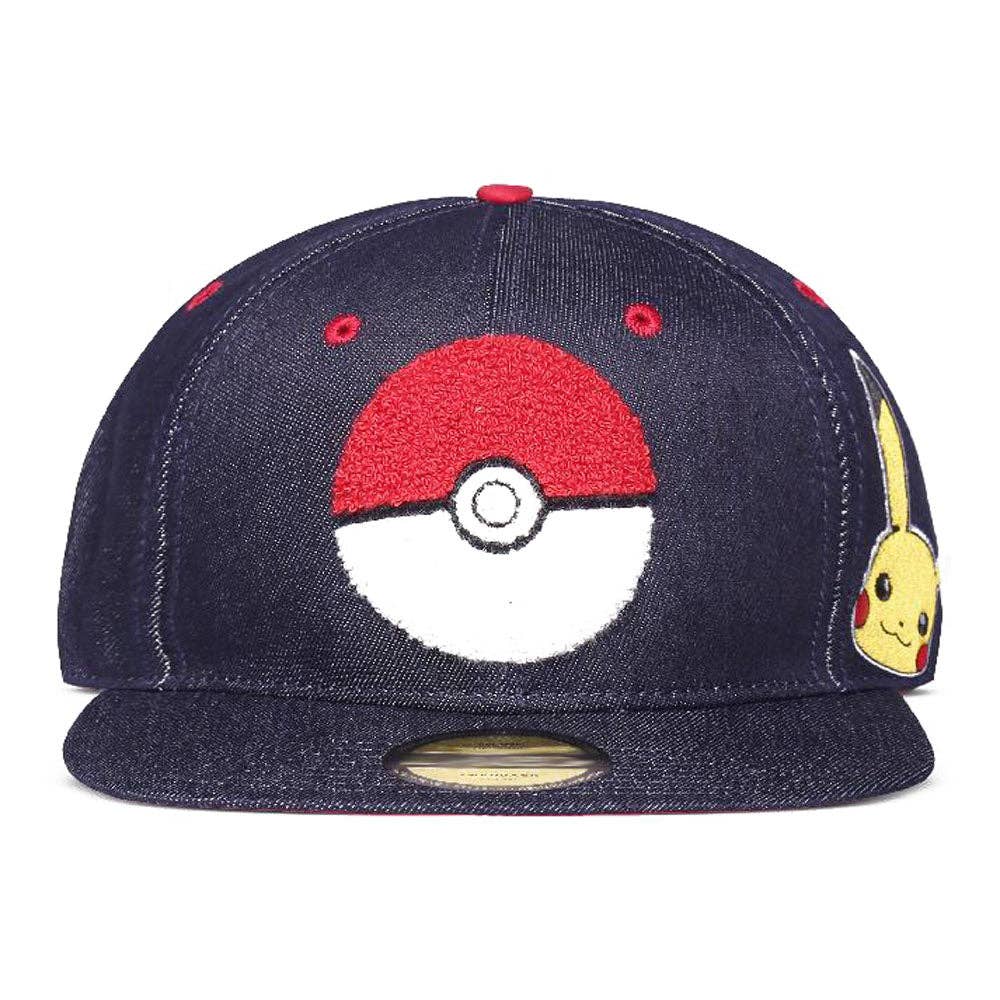 Meroncourt Europe Ltd – wholesale Baseball cap – Unisex – POKEMON Pokeball Denim Snapback Baseball Cap, Unisex, Blue (1