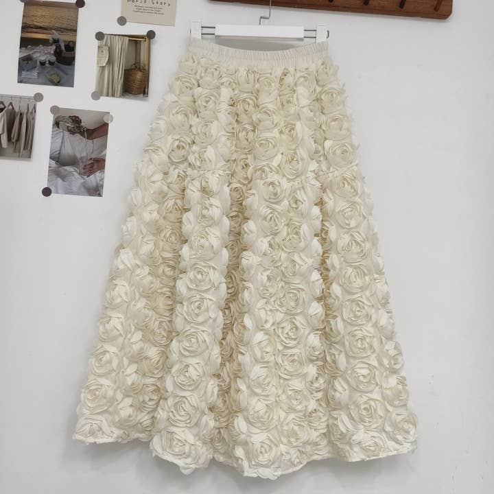 Productseeker - Wholesale Skirt - Women's - SK031 Elegant 3D Floral High-Waist Retro Skirt10