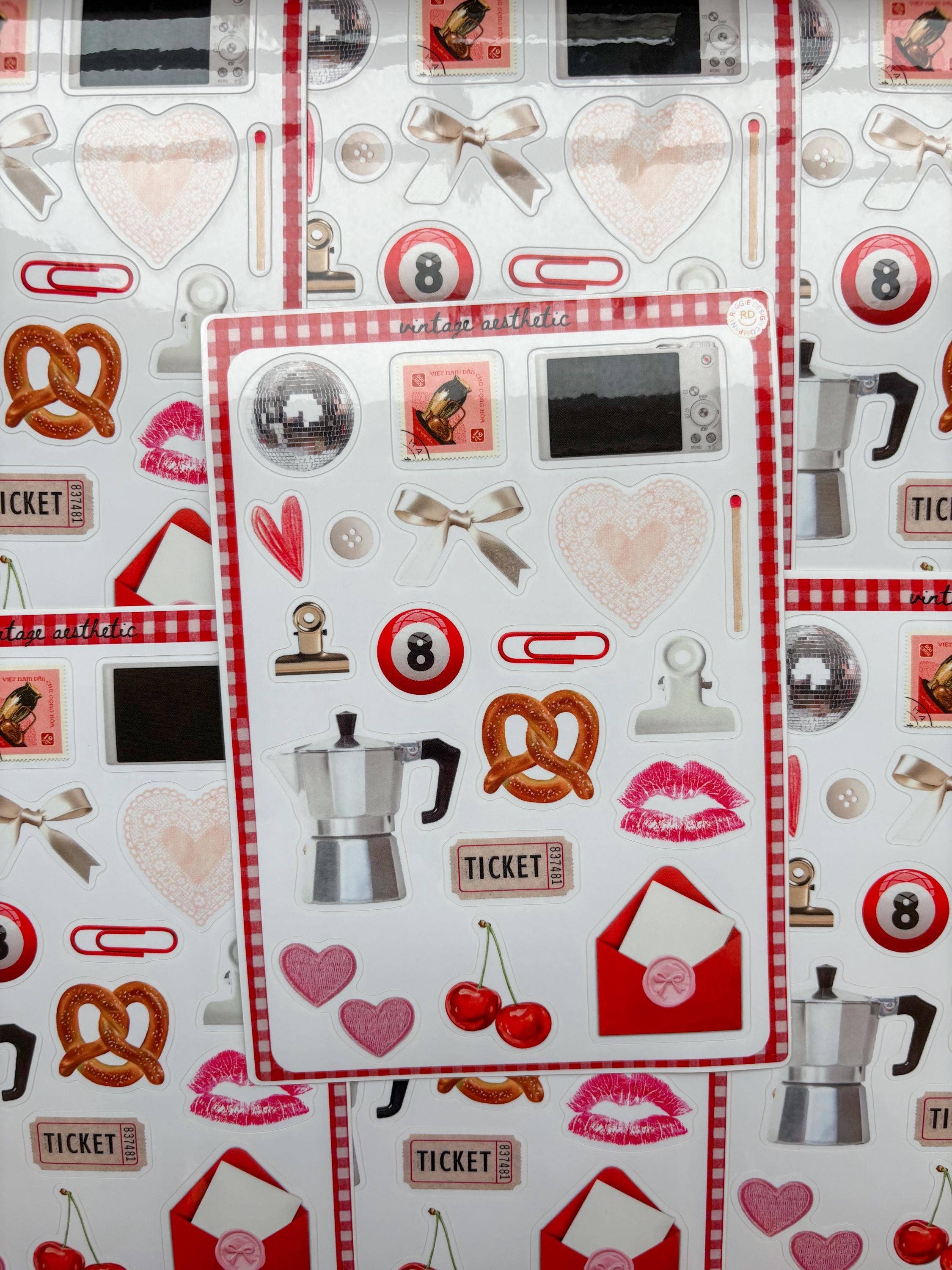 ReggieDesignCo – wholesale Sticker – Vintage Junk Journal 5x7 Sticker Sheet, scrapbooking 3