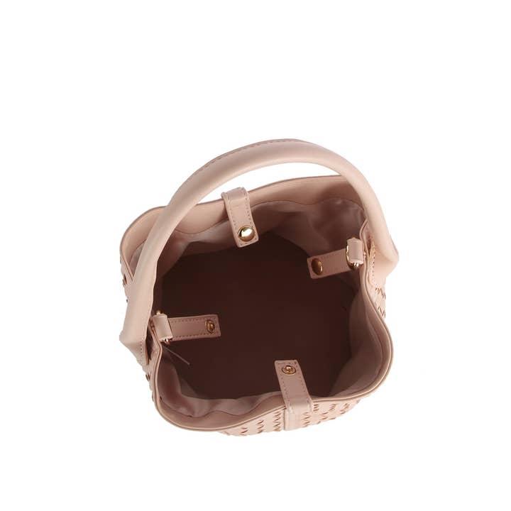 Collections by Fame Accessories - Wholesale Crossbody Bag - Women's - Faux Leather Basket Weave Bucket Bag