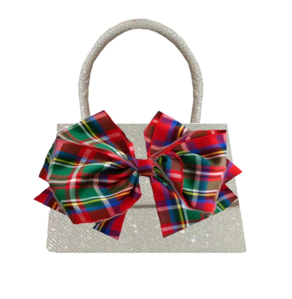 Peachy Pendants - Wholesale Top Handle Bag - Women's - Sparkle Purse - with Red Plaid Bow2