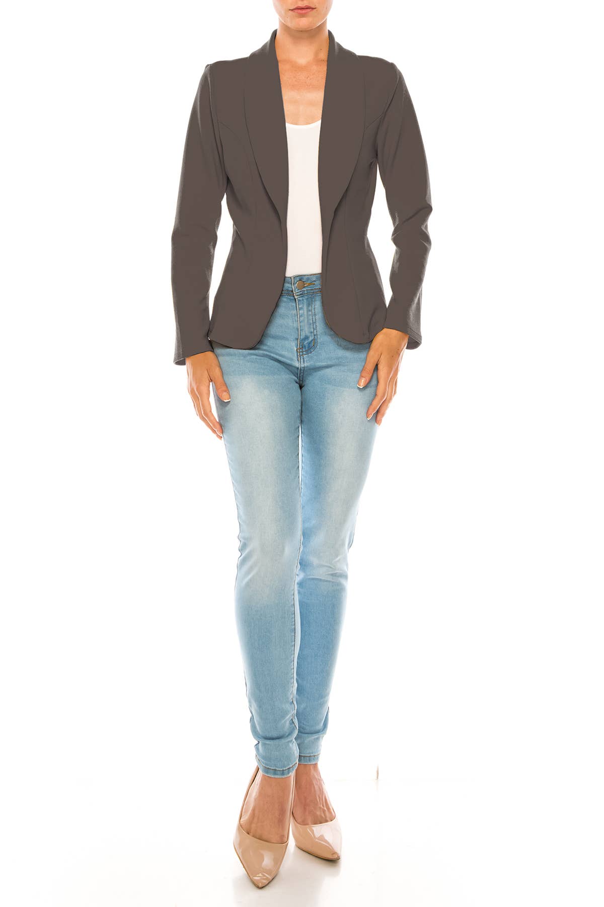 MOA COLLECTION - Wholesale Blazer - Women's - Women's Casual Solid Long Sleeve Fitted Blazer Jacket6