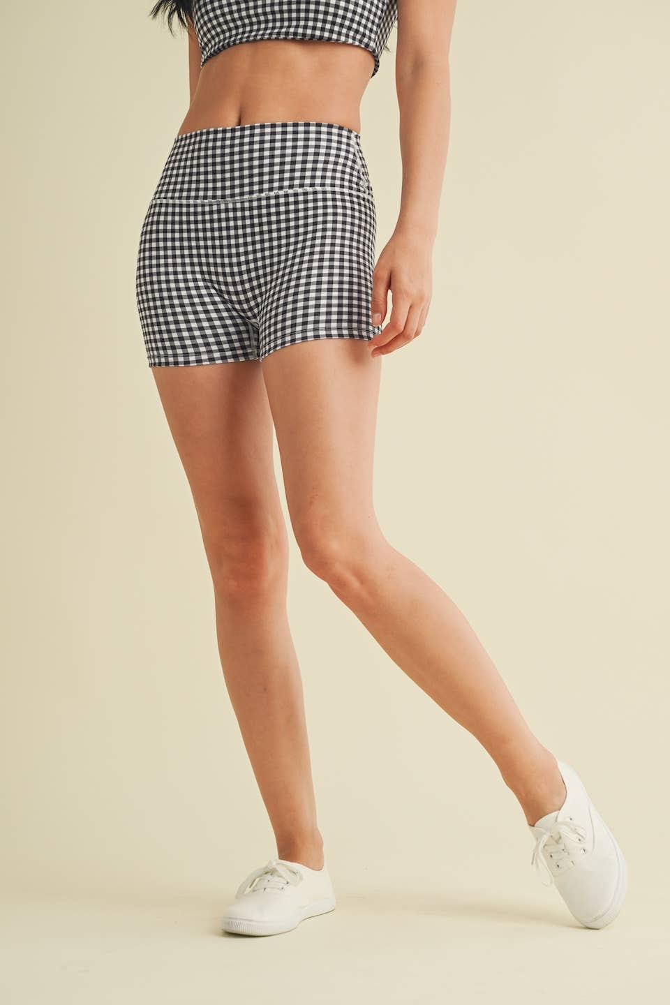 KIMBERLY C – wholesale Athletic shorts – Women's – Gingham Print Mid-Rise Mini Shorts25