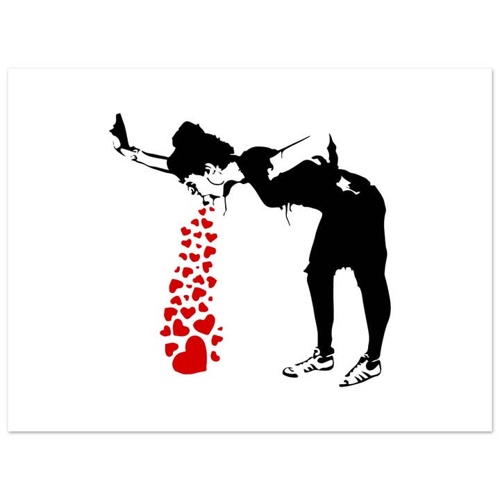 Art-O-Rama Shop - Wholesale Poster - Banksy Lovesick Girl Throwing Up Hearts Artwork Poster