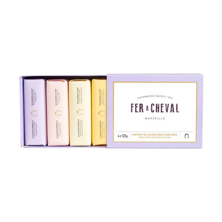 Conjunto de Sabonetes Perfumados Suave 4 x 125g por atacado de Fer à Cheval