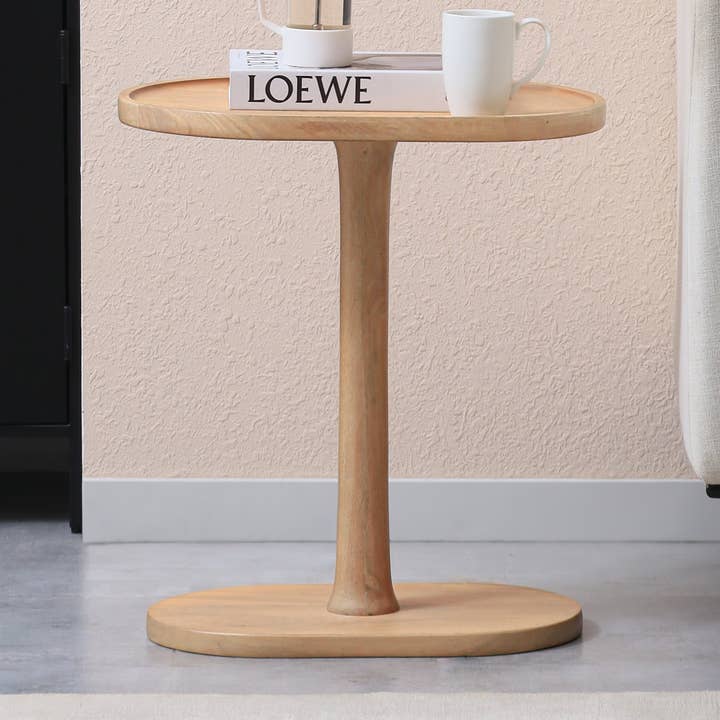 Campbell C Shaped Side Table Solid Wood End Table for wholesale by MH London