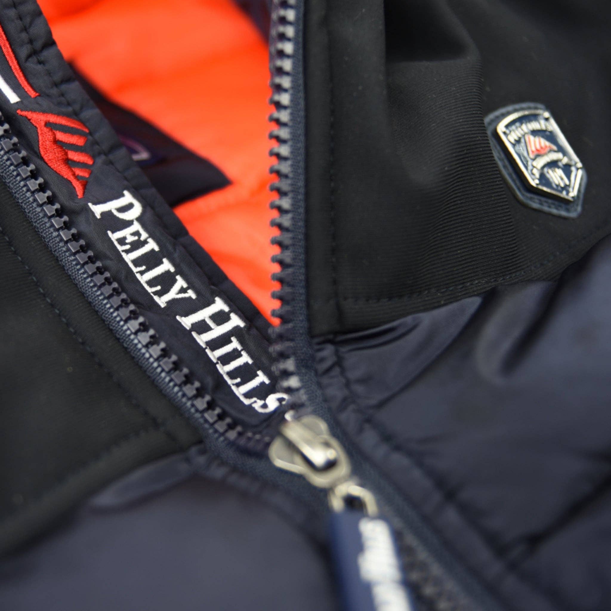 PELLY HILLS - Wholesale Puffer Jacket - Men's - Nautical Heritage Navy Bi-Material Hooded Down Jacket7