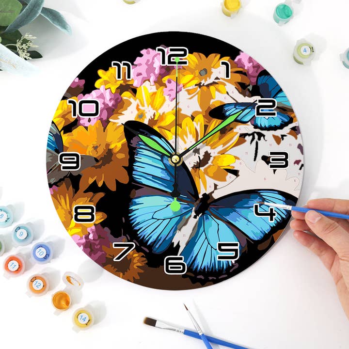 Paint Your Numbers - Wholesale DIY Craft Kit - Paint the Moment – Butterfly Bloom Clock Kit7