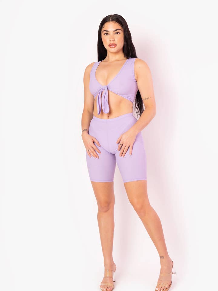 Lavendel Bikershorts mit hohem Bund für den Großhandel von Playsuit Apparel