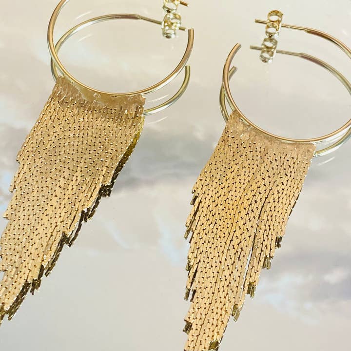 Housegoldjewelry - Wholesale Dangle Earrings - Gold Fringe Earrings, Dangle Earrings, Gold Tassel Earrings