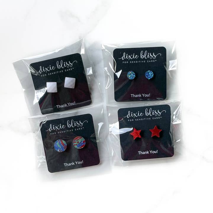 Dixie Bliss - Wholesale Stud/Post Earrings - Patriotic swag earrings for promotions and events