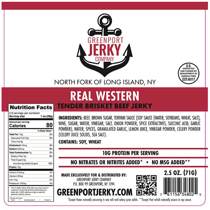 REAL WESTERN BEEF JERKY for wholesale by Greenport JERKY Company