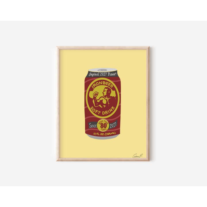 Iron Beer Soda Can Art Print Latino Hispanic Miami Wall Art for wholesale by Monstera Monday Shop
