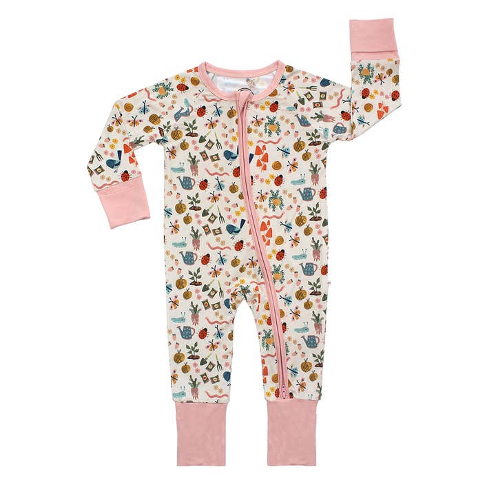 Emerson and Friends - Wholesale Sleepsuit - Baby - Garden Friends Bamboo Baby Pajamas Convertible Romper