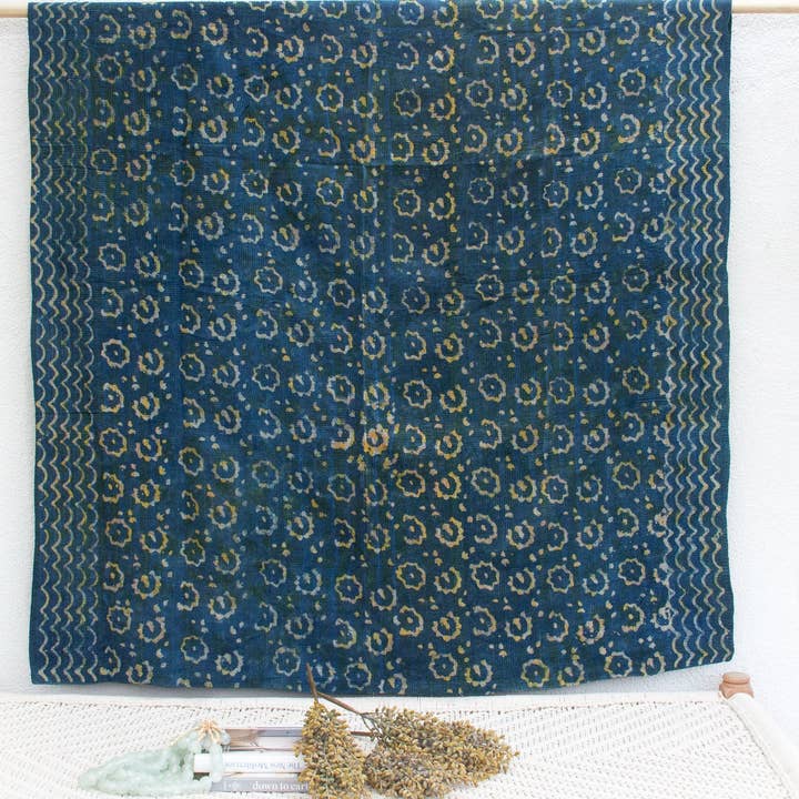 Gnistrande Blommig Vintage Indigo Mönstrad Pläd för wholesale av De-cor