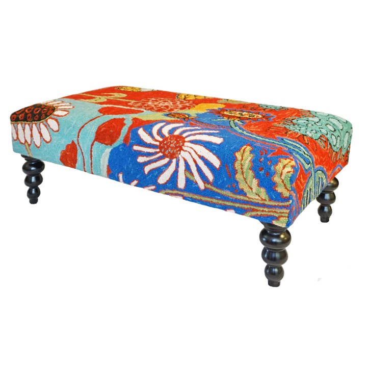 Michaelian Home/India Overseas Traders, Inc. – Banco por atacado – Bloomer Cactus Bench - Lã com gancho à mão