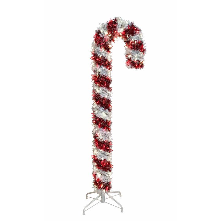 Kurt S. Adler, Inc. - Wholesale Christmas Decoration - 5-Foot Pre-Lit Red and White LED Tinsel Candy Cane