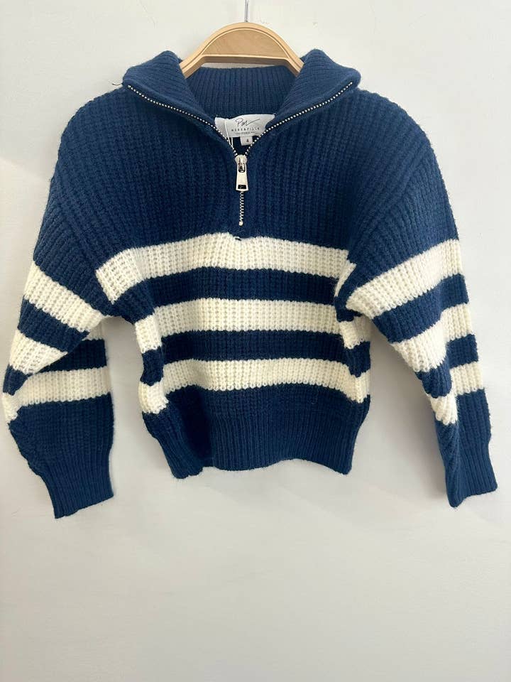 PU2380-1 randig trucker-stickad tröja för wholesale av PM MERE ET FILLE