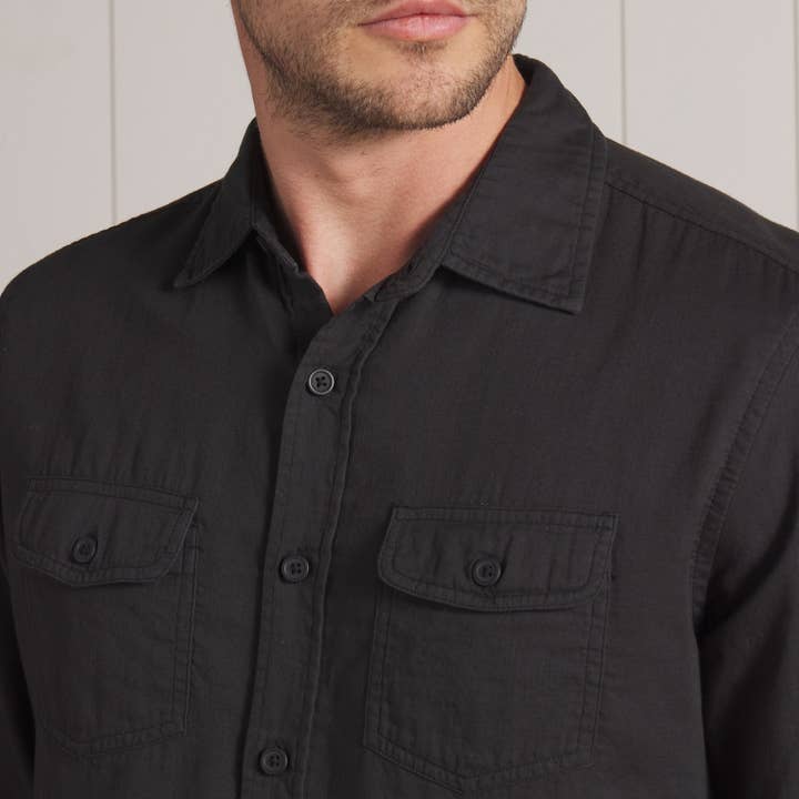 Lavado Negro Camisa de Doble Tejido Ligero Brando - Negro Lavado de venta al por mayor en Faire