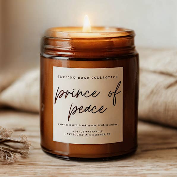 Prince of Peace Soy Wax Candle for wholesale by Jericho Road Collective