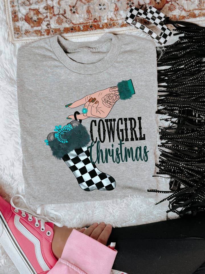 Cowgirl Christmas Tee for wholesale by Bar Tabs Wholesale