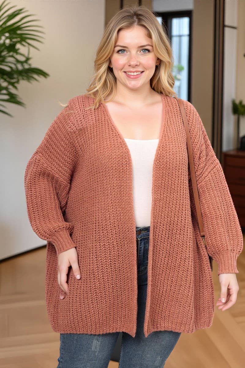 NINEXIS - Wholesale Knit Sweater - Women's - CWOSWL07412_PLUS SIZE WOMEN OVERSIZED CHUNKY KNIT CARDIGAN10