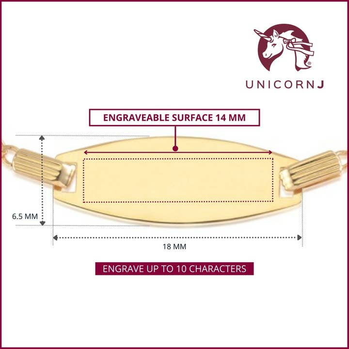 Massete - Vente Bracelets maillon et chaîne - Bracelet d'identification en or 14 carats à graver pour filles garçons enfants Baby Figaro2